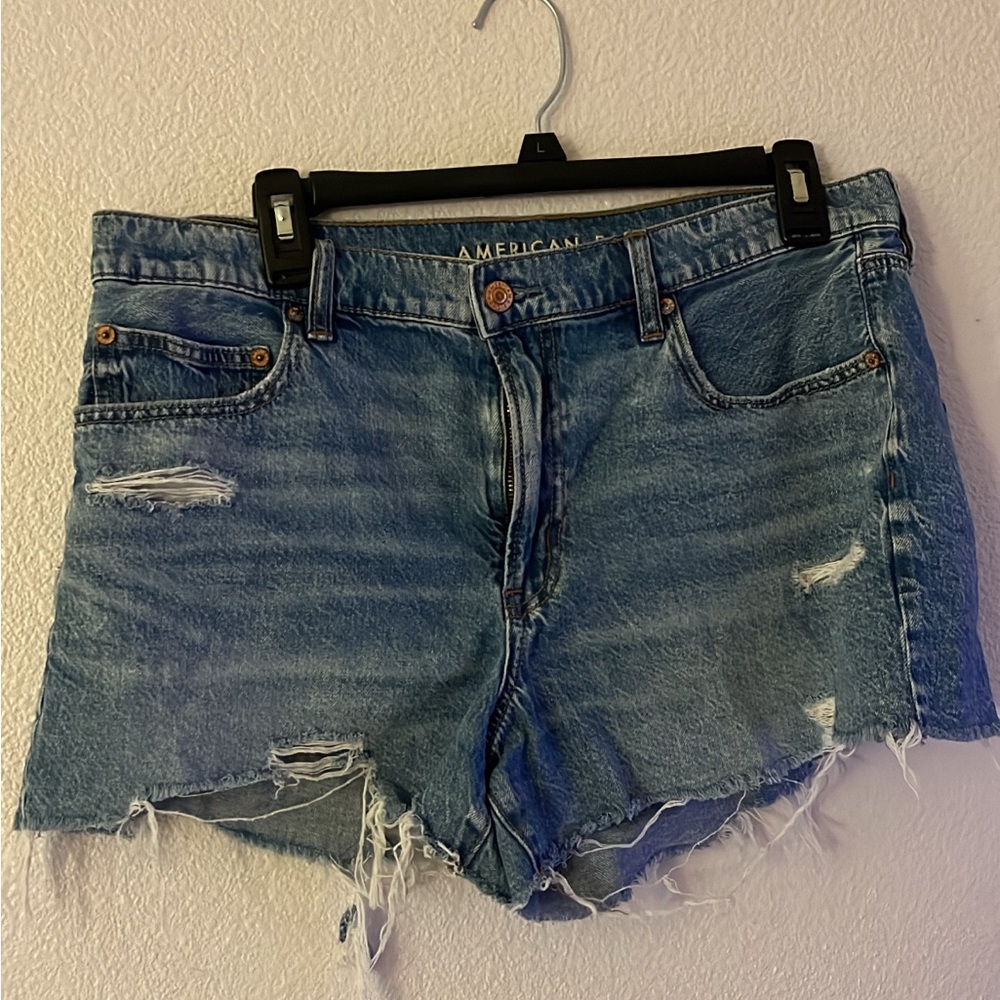 American Eagle Outfitters Distressed Light Blue Jean Shorts